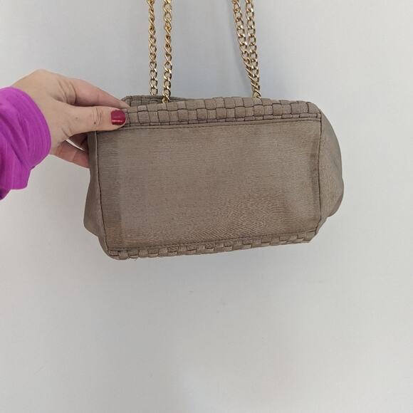 VintageWomen's Inge Christopher Braided Purse Shoulder Bag Taupe Grey Quilted - Picture 5 of 10